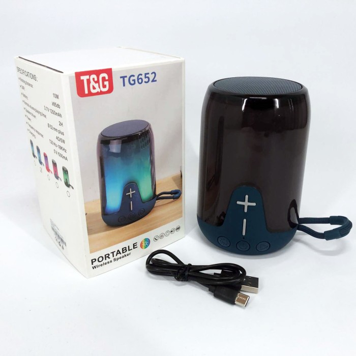 Колонка на акумуляторі маленька TG652, Bluetooth колонка зі світловою музикою, Колонки для музики вдома IG-53