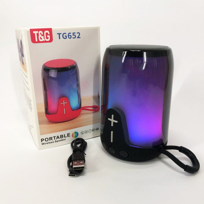 Портативна блютуз колонка з підтримкою флешок TG652, Блютуз колонка з MC-599 динамічним підсвічуванням