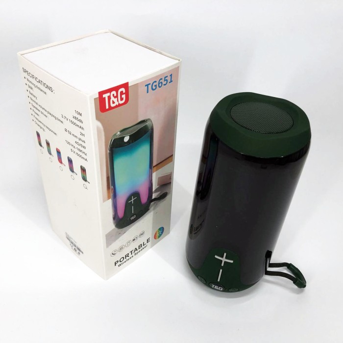 Колонка з підтримкою microSD TG651, Bluetooth колонка зі світловою музикою акумуляторна BV-27