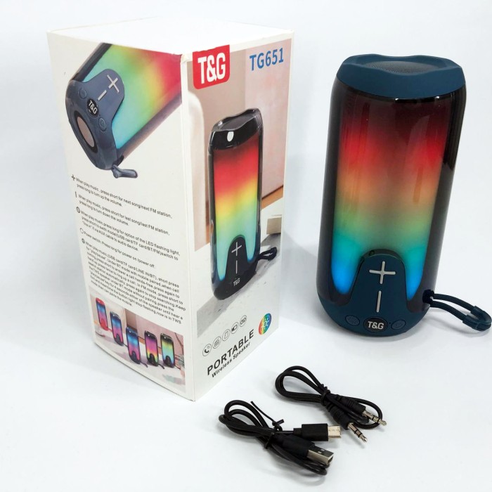 Колонка портативна з радіо блютус, Bluetooth колонка з динамічним підсвічуванням акумуляторна CQ-34