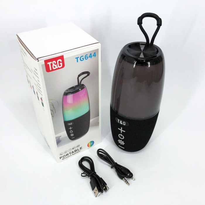 Бездротова блютуз колонка в дорогу TG644, Колонка з rgb світломузикою Bluetooth з освітленням BS-14