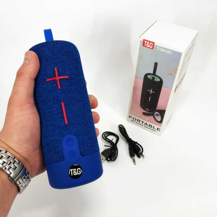 Портативна блютуз колонка TG619C, Bluetooth колонка з led підсвічуванням переносна для музики GE-85