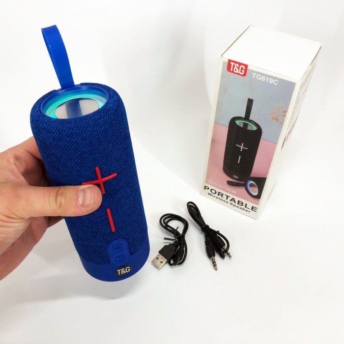 Портативна блютуз колонка TG619C, Bluetooth колонка з led підсвічуванням переносна для музики GE-85