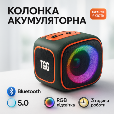 Портативна Bluetooth колонка TG359 7W з підсвічуванням RGB, акумуляторна колонка для музики. Колір: зелений