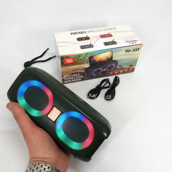 Bluetooth стерео колонка з радіо TG333, Bluetooth колонка світлодіодна з rgb світломузикою VP-90