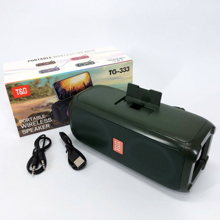 Портативна колонка TG333 2x5W з підсвічуванням RGB, акумуляторна колонка для музики. Колір: зелений