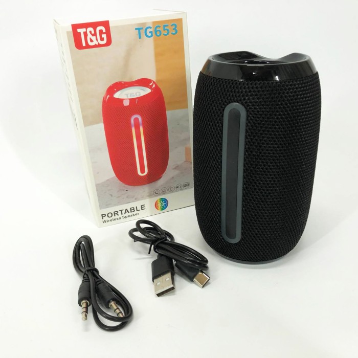 Портативна Bluetooth-колонка TG653 USB з ремінцем, акумуляторна колонка для музики. Колір: чорний