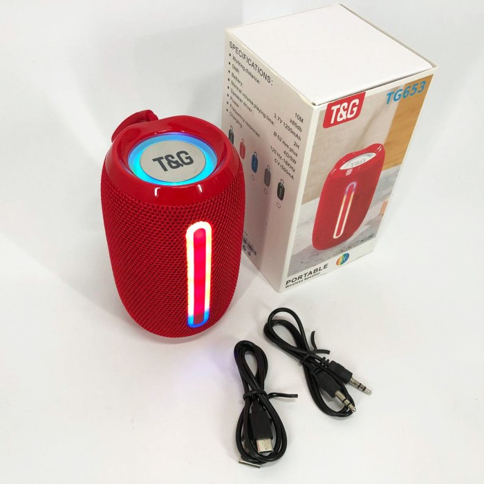 Акустична Bluetooth колонка зі світловою музикою TG653, Стерео колонка переносна акумуляторна DZ-37