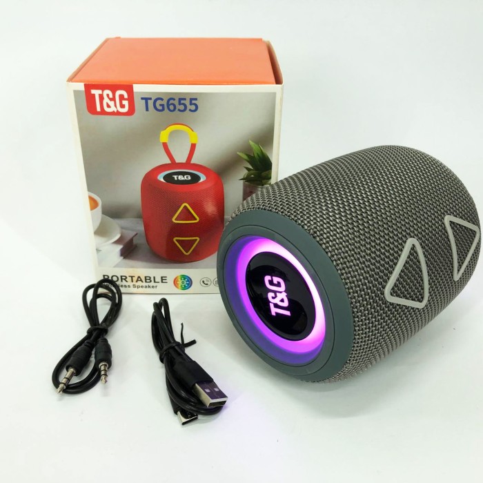 Музична блютуз колонка з підсвічуванням TG655, Портативна колонка з led підсвічуванням GD-24