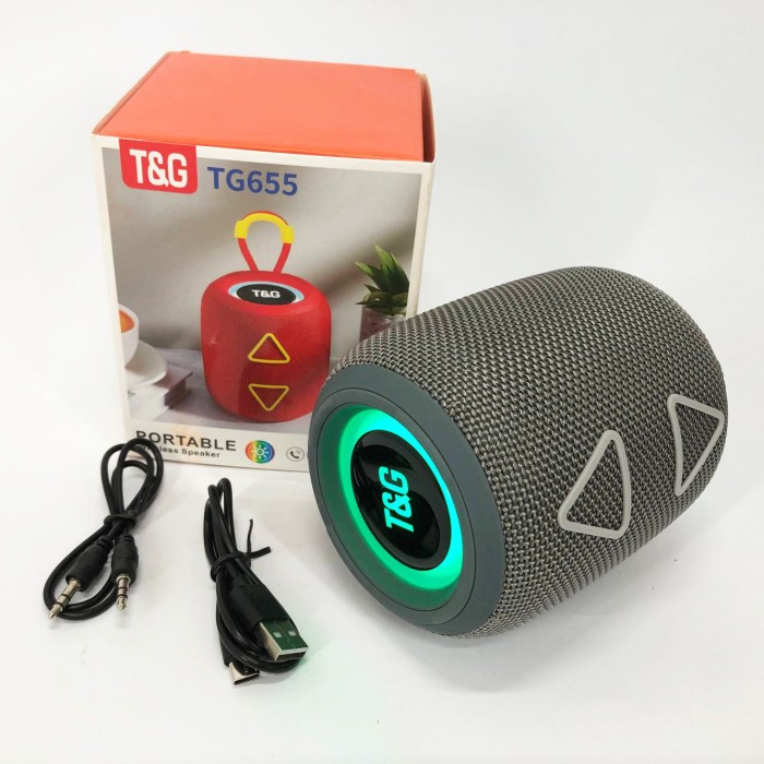 Музична блютуз колонка з підсвічуванням TG655, Портативна колонка з led підсвічуванням GD-24