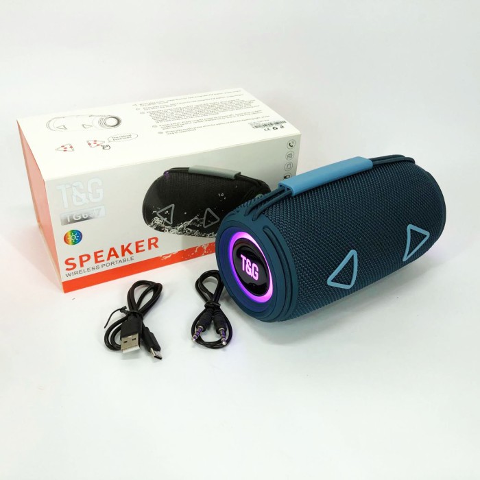 Bluetooth-колонка TG657 з RGB підсвічуванням 1500 mAh, музичні стовпчики для вулиці. Колір: синій