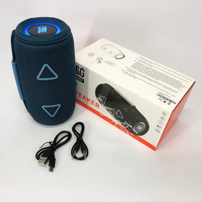 Bluetooth-колонка TG657 з RGB підсвічуванням 1500 mAh, музичні стовпчики для вулиці. Колір: синій