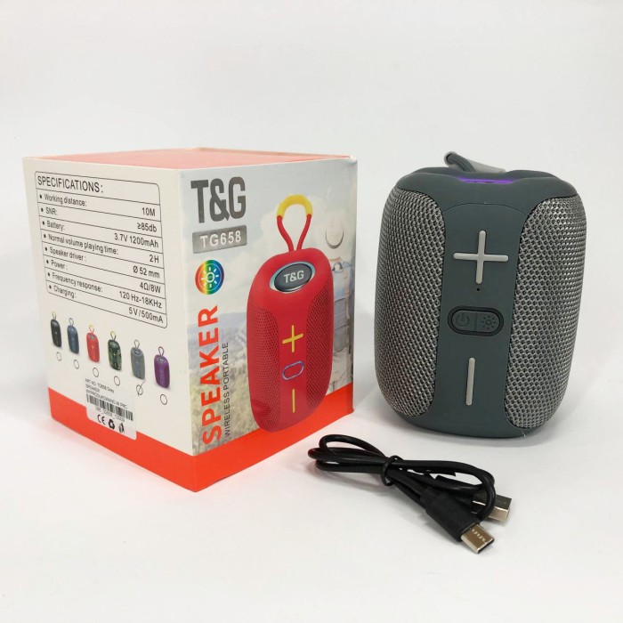 Bluetooth колонка з красивим підсвічуванням TG658, Колонка з підтримкою microSD акумуляторна TB-64