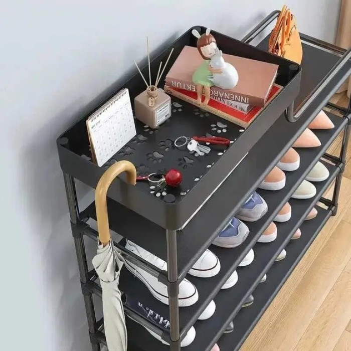 Органайзер стійка для взуття Shoe Rack 5 ярусов, Пластикова полиця для взуття WJ-241 в передпокій Органайзер стійка для взуття Shoe Rack 5 ярусов, Пластикова полиця для взуття WJ-241 в передпокій