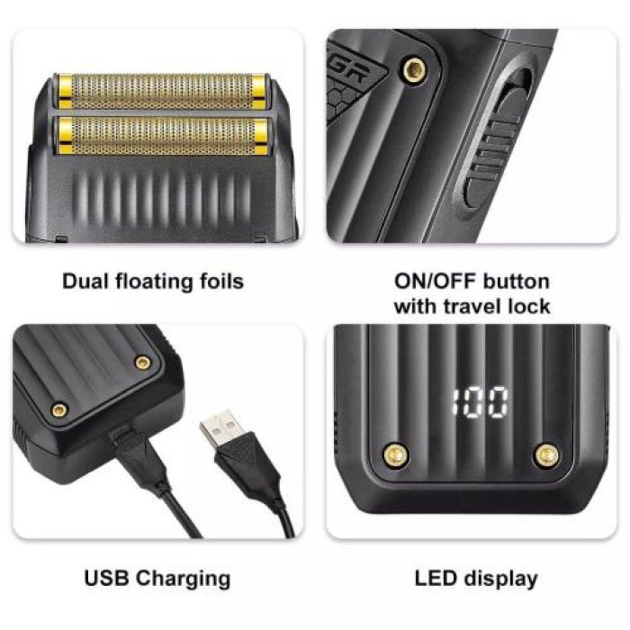 Електробритва чоловіча бездротова VGR, Електробритва для догляду за бородою, Бритва для сухого гоління UX-18