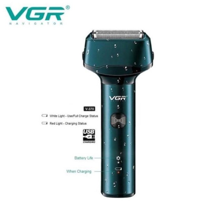 Чоловіча водонепроникна акумуляторна бритва VGR V-370, Бритва з вбудованим акумулятором ергономічна FE-88
