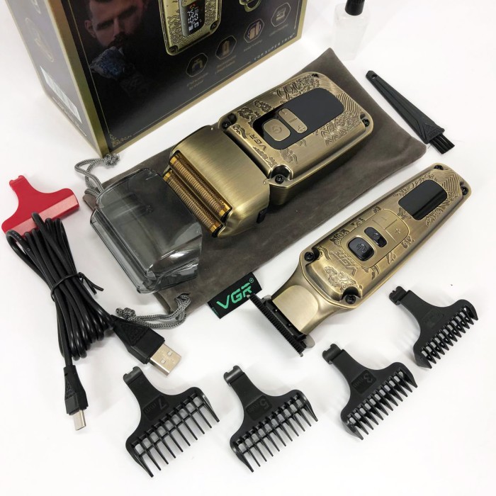 Набір для видалення волосся із зарядним пристроєм VGR, Машинка-тример 3 в 1 для стрижки волосся ZM-81