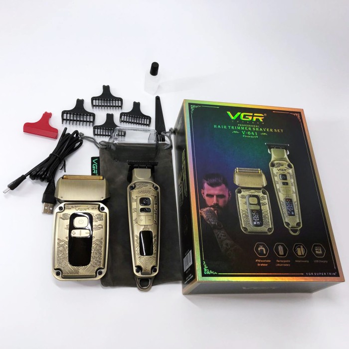 Набір для видалення волосся із зарядним пристроєм VGR, Машинка-тример 3 в 1 для стрижки волосся ZM-81