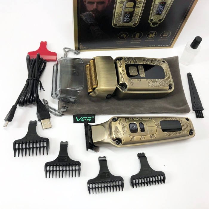 Набір для видалення волосся із зарядним пристроєм VGR, Машинка-тример 3 в 1 для стрижки волосся ZM-81