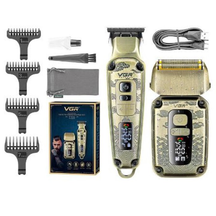 Набір для видалення волосся із зарядним пристроєм VGR, Машинка-тример 3 в 1 для стрижки волосся ZM-81