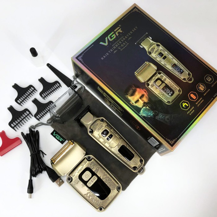 Набір для видалення волосся із зарядним пристроєм VGR, Машинка-тример 3 в 1 для стрижки волосся ZM-81