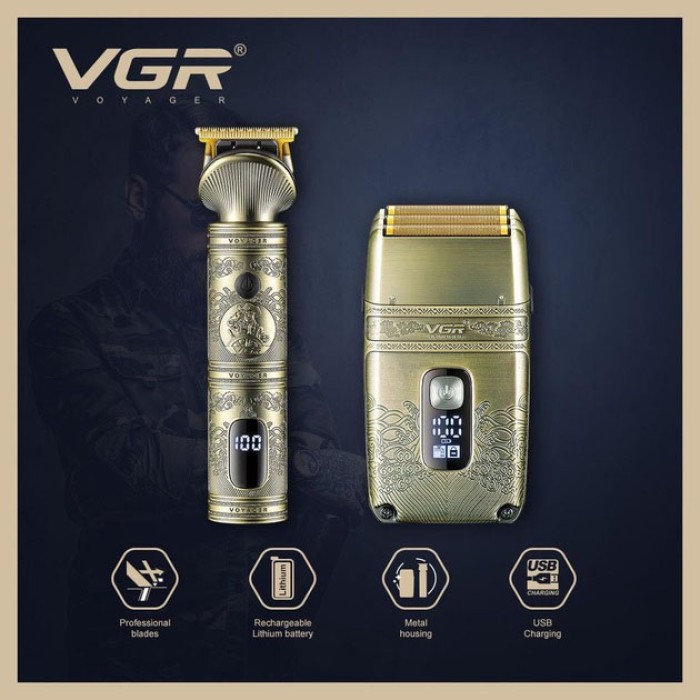 Багатофункціональний триммер для стрижки волосся і бороди VGR V-649, Машинка чоловіча VI-208 для гоління