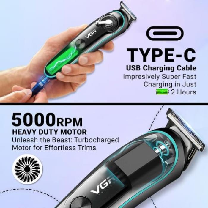 Машинка для стрижки волосся професійна VGR V-075, Перукарська машинка для ZF-806 бороди бездротова