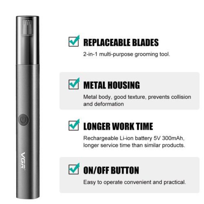 Тример для вух на батарейках VGR V-615, Тример для носа тример для бороди стрижки носа YS-86