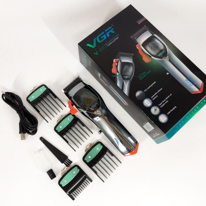 Тример з регульованою довжиною VGR V-647, Професійний бездротовий тример, Набір машинок для стрижки HB-50