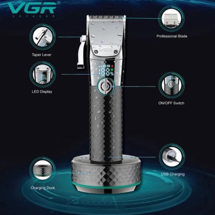Профі машинка для стрижки волосся VGR, Машинка для стрижки з додатковими насадками CD-46