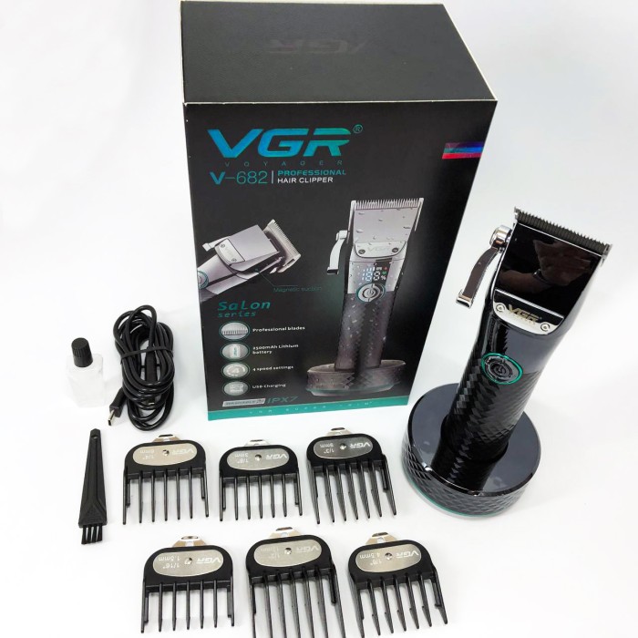 Професійна бездротова машинка для стрижки VGR V-682 тример для волосся, бороди та вусів на підставці