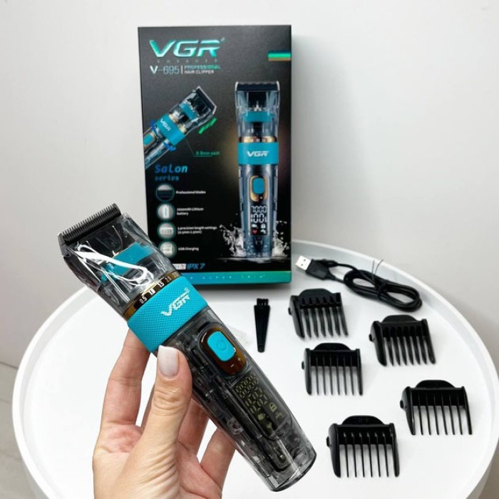 Машинка для стрижки волосся з регульованою насадкою VGR V-695, Електронна машинка для стрижки YM-62