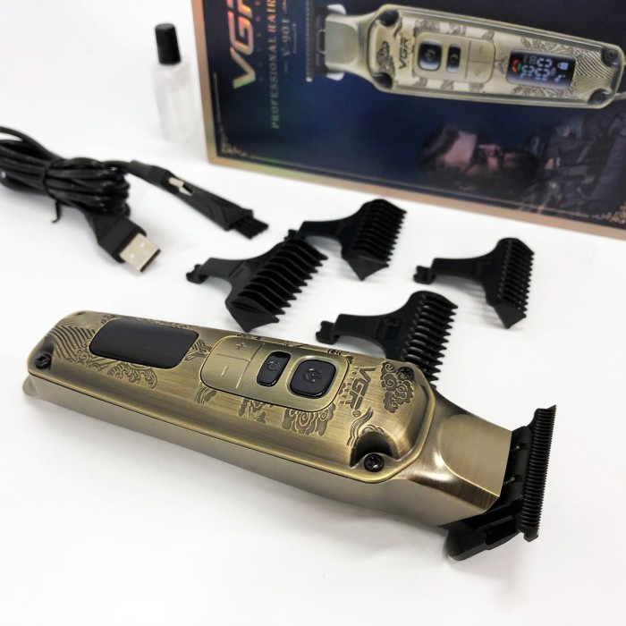 Електрична машинка для стрижки потужна VGR, Тример для скронь, Професійний тример з насадками UY-34