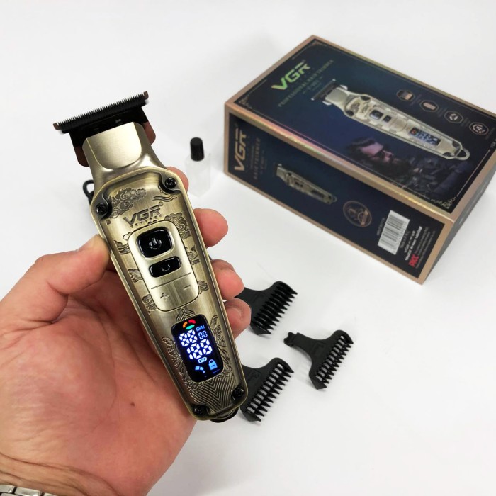 Електрична машинка для стрижки потужна VGR, Тример для скронь, Професійний тример з насадками UY-34
