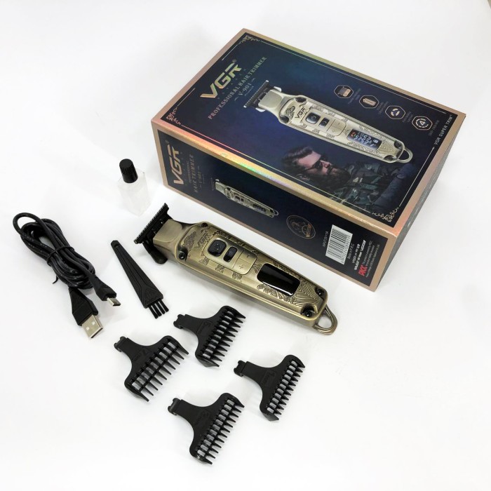 Електрична машинка для стрижки потужна VGR, Тример для скронь, Професійний тример з насадками UY-34