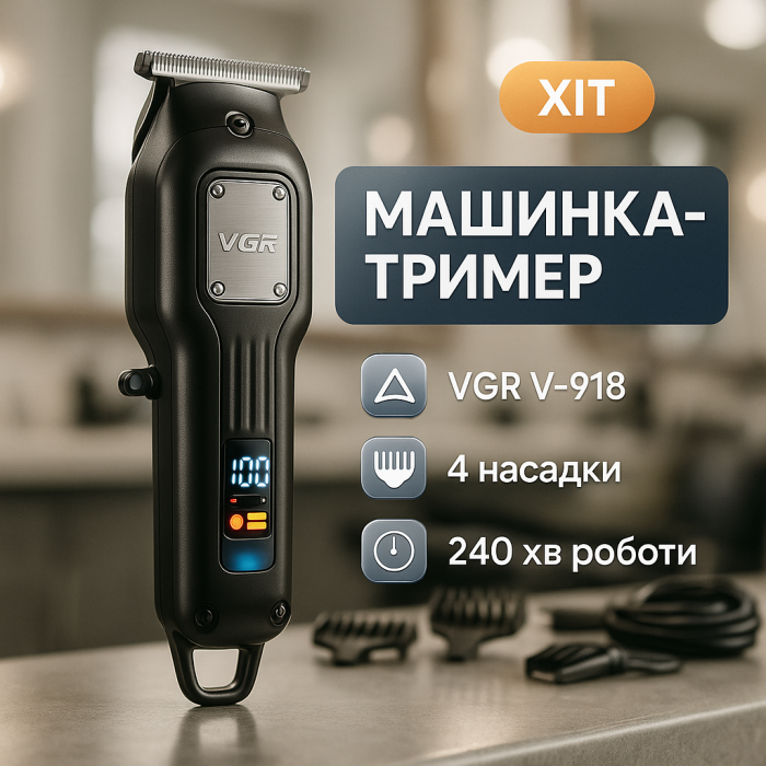 Тример для скронь VGR, Професійна бритва-машинка для стрижки волосся Домашні машинки стрижки KB-56