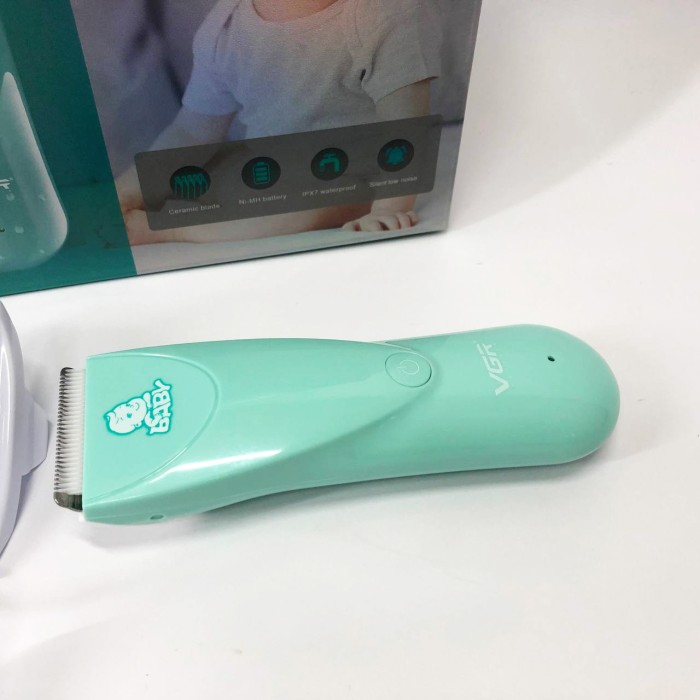 Дуже тиха бездротова машинка для стрижки волосся дітей VGR V-150 з насадками. Колір: синій JG-19