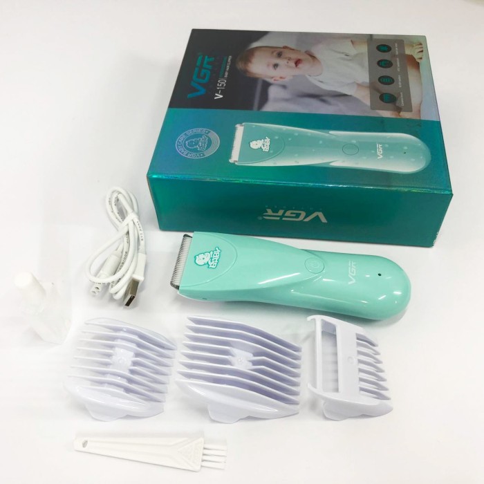 Дуже тиха бездротова машинка для стрижки волосся дітей VGR V-150 з насадками. Колір: синій JG-19
