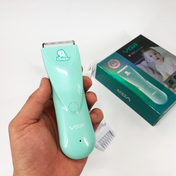 Дуже тиха бездротова машинка для стрижки волосся дітей VGR V-150 з насадками. Колір: синій JG-19