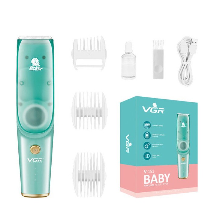 Машинка з витяжкою для стрижки дітей та немовлят VGR V-151 Baby зі AJ-327 змінними насадками