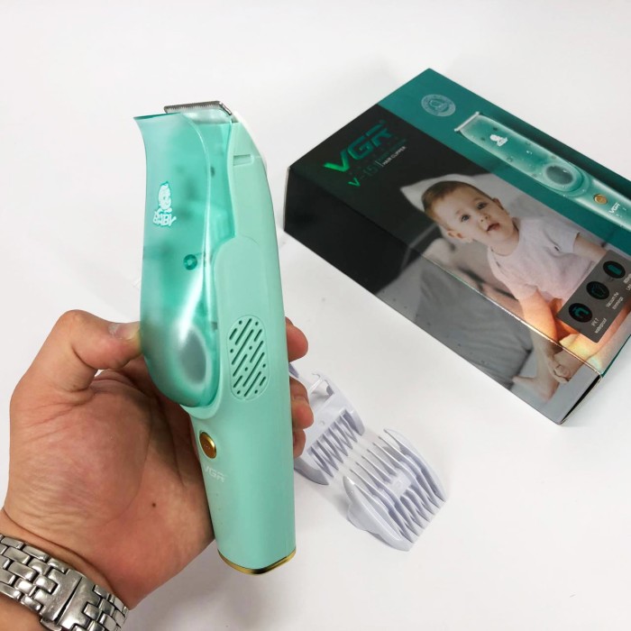Машинка з витяжкою для стрижки дітей та немовлят VGR V-151 Baby зі змінними насадками TZ-91