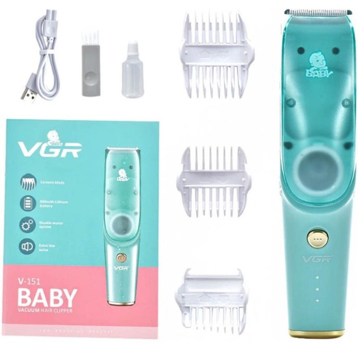 Машинка з витяжкою для стрижки дітей та немовлят VGR V-151 Baby зі змінними насадками TZ-91