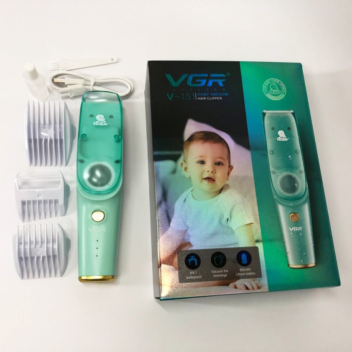 Машинка з витяжкою для стрижки дітей та немовлят VGR V-151 Baby зі змінними насадками YD-84