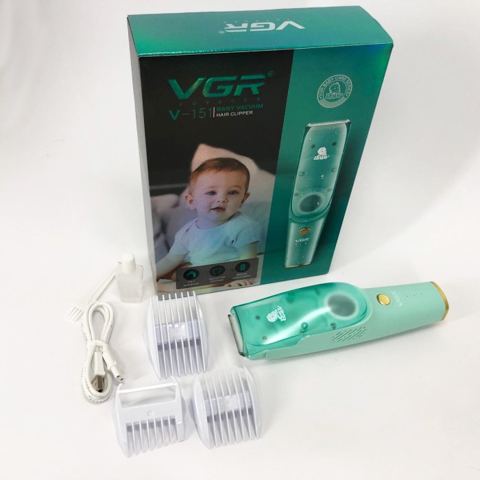 Машинка з витяжкою для стрижки дітей та немовлят VGR V-151 Baby зі змінними насадками YD-84