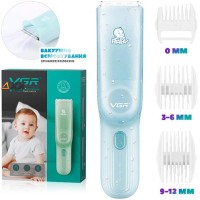 Дитяча машинка для стрижки VGR V-155 BLUE дітей новонароджених безшумна тиха з насадками 0-12 мм PU-61