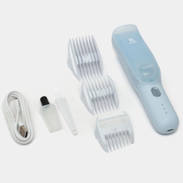 Дитяча машинка для стрижки VGR V-155 BLUE дітей новонароджених безшумна тиха з насадками 0-12 мм PU-61