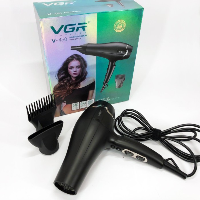 Потужний фен для сушіння та укладання волосся, Електрофен з насадками, Потужний універсальний фен WT-55