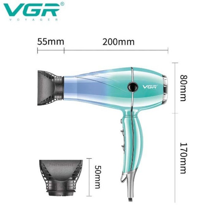 Електричний фен для волосся з дифузором VGR, Фен для волосся з насадками універсальний LK-30
