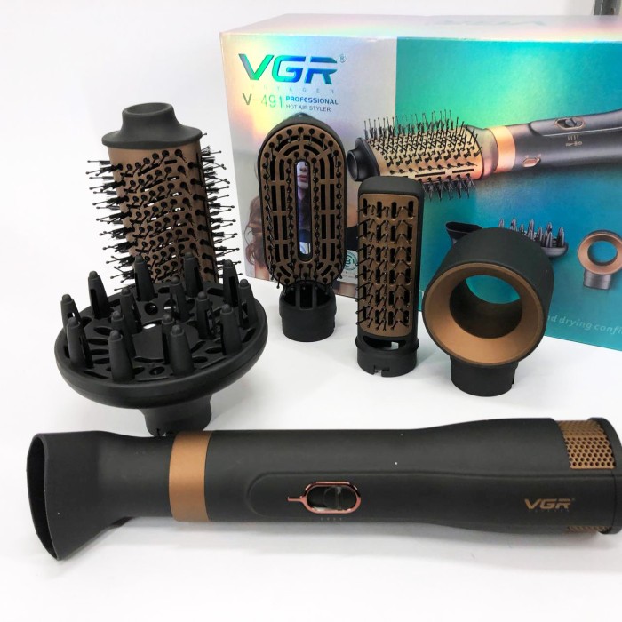 Фен стайлер для укладання та завивки волосся VGR V-491 6в1 Professional 1000Вт Фен з насадками