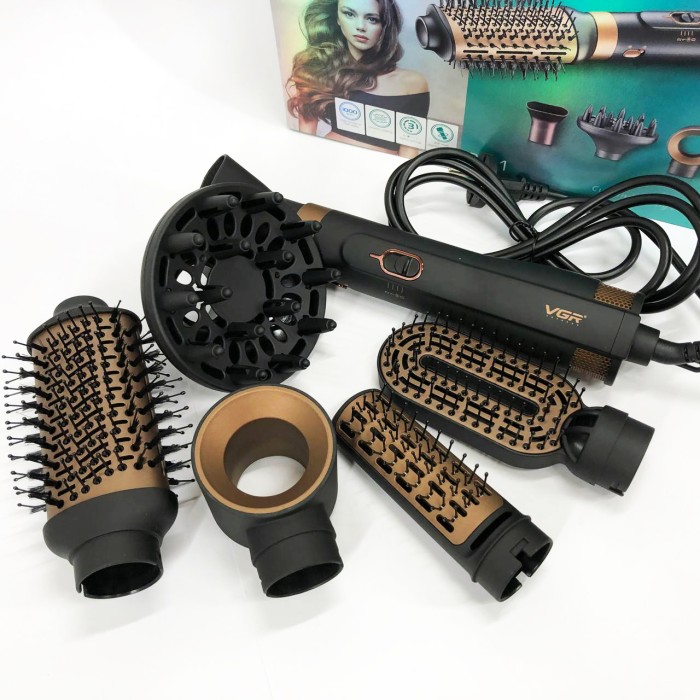 Фен стайлер для укладання та завивки волосся VGR V-491 6в1 Professional 1000Вт Фен з насадками